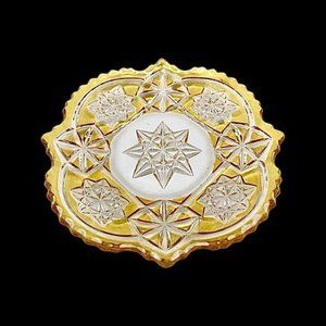 Vintage Bohemian Yellow Tinted Crystal Dish